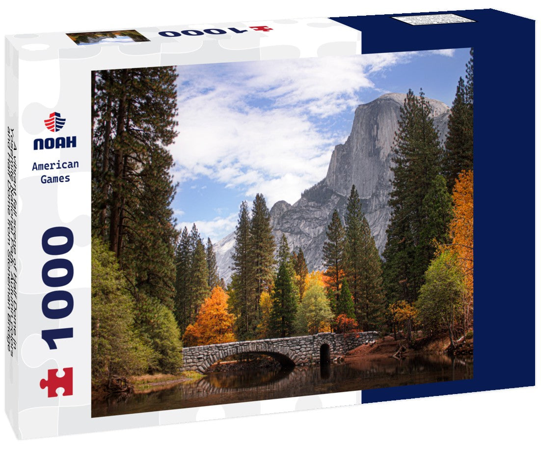 Noah Jigsaw Puzzle A vibrant fall scene of Half Dome in Yosemite National Park. Autumn colors and Half Dome from Stoneman Bridge 1000 pieces