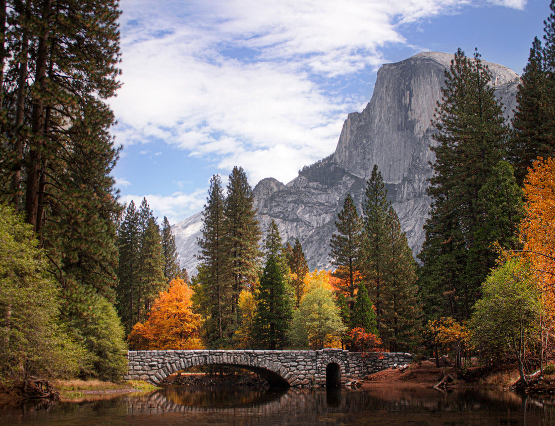 Noah Jigsaw Puzzle A vibrant fall scene of Half Dome in Yosemite National Park. Autumn colors and Half Dome from Stoneman Bridge 1000 pieces