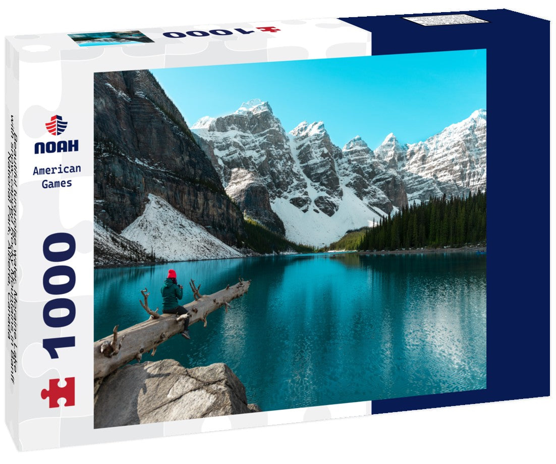 Noah Jigsaw Puzzle Beautiful turquoise water, Moraine Lake with snow-capped Rocky Mountains in Banff National Park, Alberta, Canada 1000 pieces