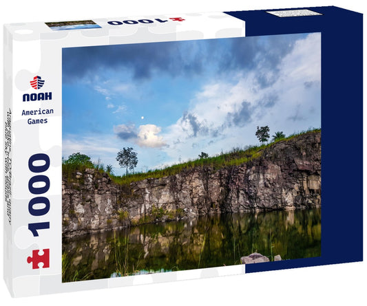 Noah Jigsaw Puzzle Araguatins, TO/Brazil: quarry with lake, trees, grass and blue sky with clouds 1000 pieces