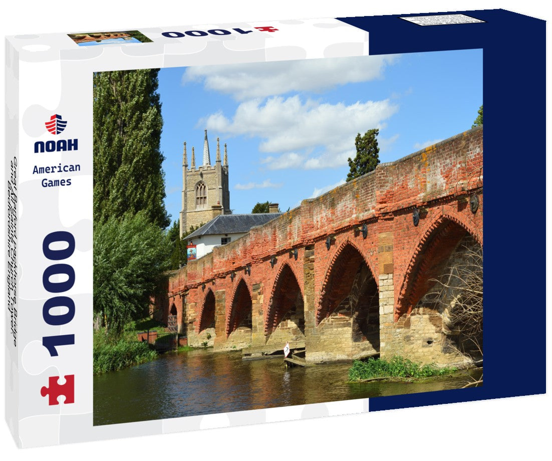 Noah Jigsaw Puzzle Great Barford packhorse Bridge and All Saints Church Tower. Bedfordshire England 1000 pieces