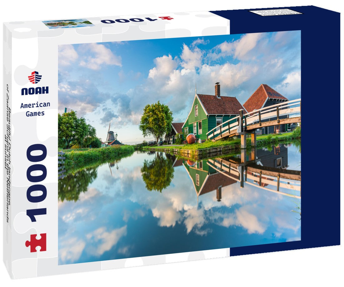 Noah Jigsaw Puzzle Beautiful Dutch landscape of Zaanse Schans in the Netherlands at sunset 1000 pieces