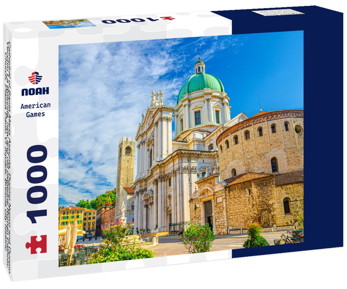 Noah Jigsaw Puzzle Cathedral of Santa Maria Assunta, Duomo Nuovo and Duomo Vecchio La Rotonda, new and old cathedral Roman Catholic Church, Piazza Paolo VI Square, Brescia city historic center, Lombardy, Northern Italy 1000 pieces