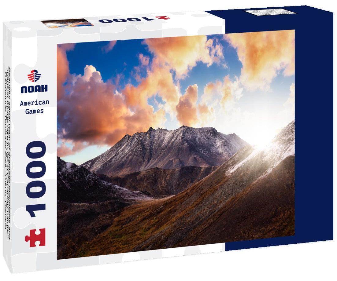 Noah Jigsaw Puzzle Beautiful aerial view of dramatic mountains and magical Alpine lake in fall in Canadian nature, Tombstone Territorial Park, Yukon, Canada 1000 pieces