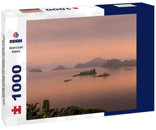 Noah Jigsaw Puzzle Morning panorama of Lake Mutanda with a view of the volcanoes Mount Muhavuru and Mount Gahinga in East Africa, along the border of Rwanda and Uganda 1000 pieces