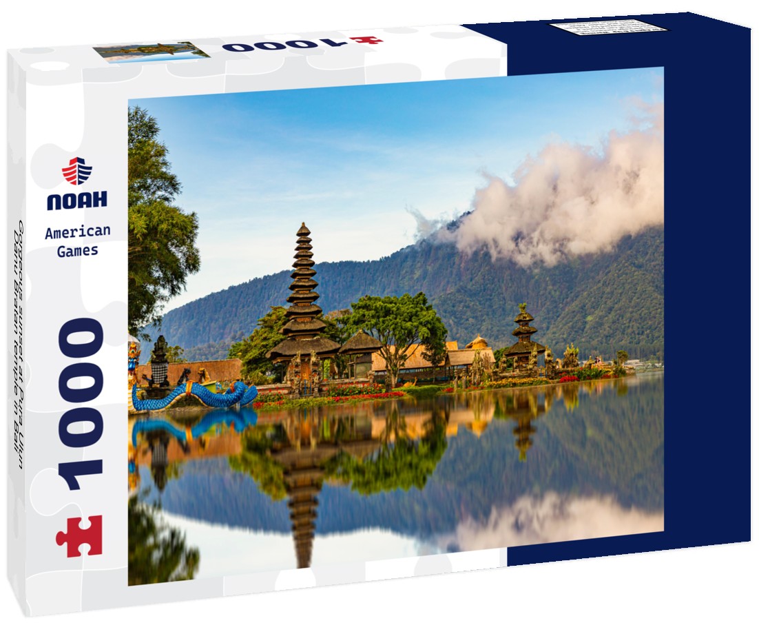 Noah Jigsaw Puzzle Gorgeous sunset at Pura Ulun Danu Bratan temple in Bali 1000 pieces
