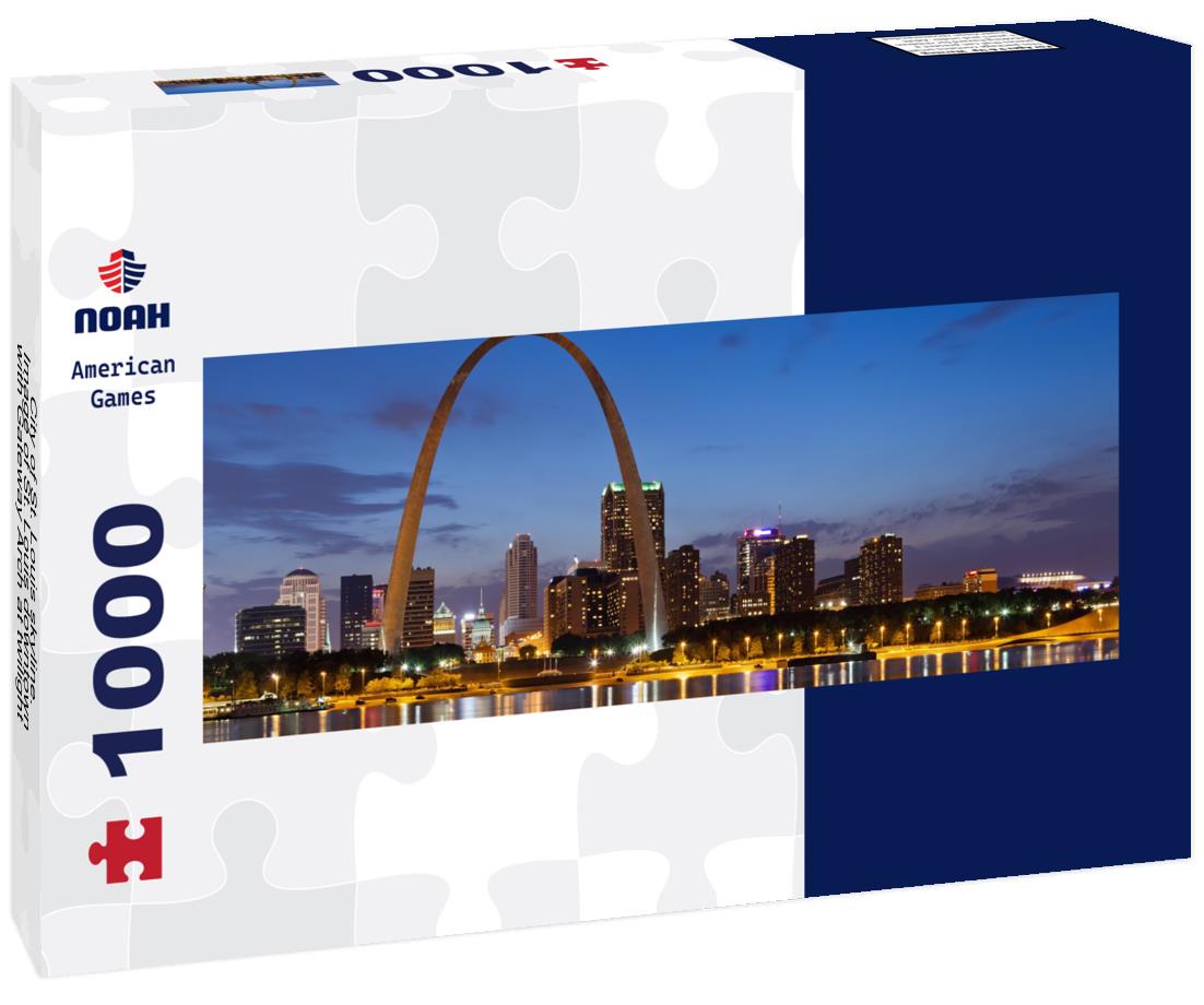 Noah Jigsaw Puzzle City of St. Louis skyline. Image of St. Louis downtown with Gateway Arch at twilight panorama 1000 pieces
