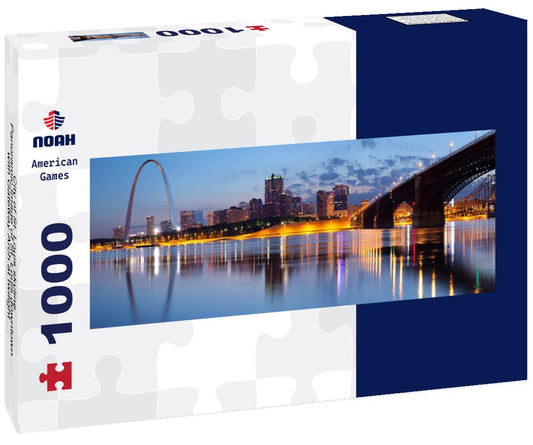 Noah Jigsaw Puzzle City of St. Louis skyline. Panoramic image of St. Louis downtown with Gateway Arch at twilight panorama 1000 pieces