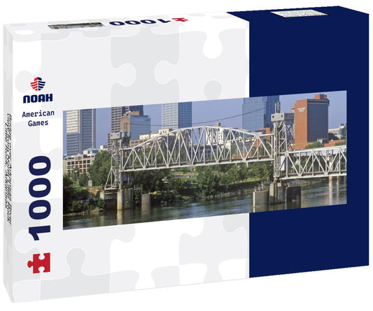 Noah Jigsaw Puzzle Bridge over Arkansas River view from North Little Rock, Little Rock, Arkansas panorama 1000 pieces