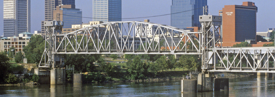 Noah Jigsaw Puzzle Bridge over Arkansas River view from North Little Rock, Little Rock, Arkansas panorama 1000 pieces