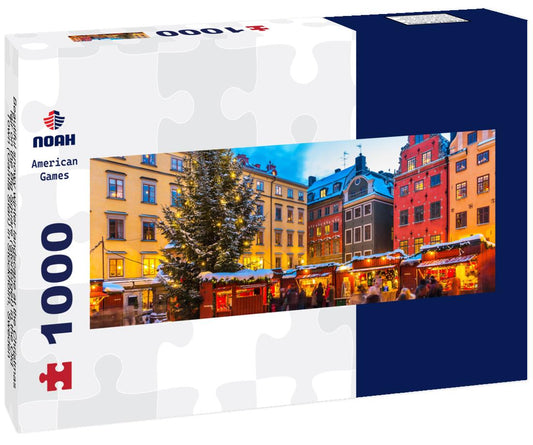 Noah Jigsaw Puzzle Beautiful snowy winter landscape at the Christmas fair on the Big Square (Stortorget) in the Old Town (Gamla Stan) in Stockholm, Sweden panorama 1000 pieces