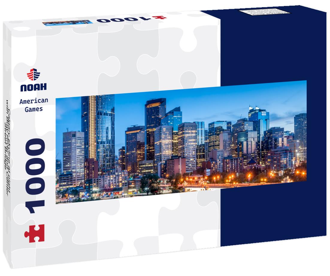 Noah Jigsaw Puzzle Calgary skyline at night with Bow River and Center Street Bridge panorama 1000 pieces
