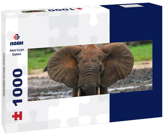 Noah Jigsaw Puzzle Forest elephant drinking, Central African Republic panorama 1000 pieces