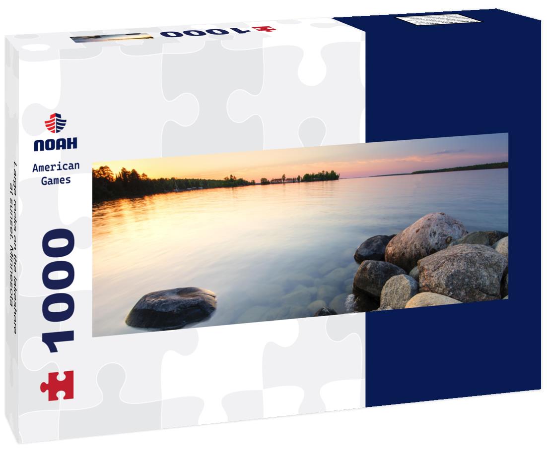 Noah Jigsaw Puzzle Large rocks on the lakeshore at sunset. Minnesota panorama 1000 pieces