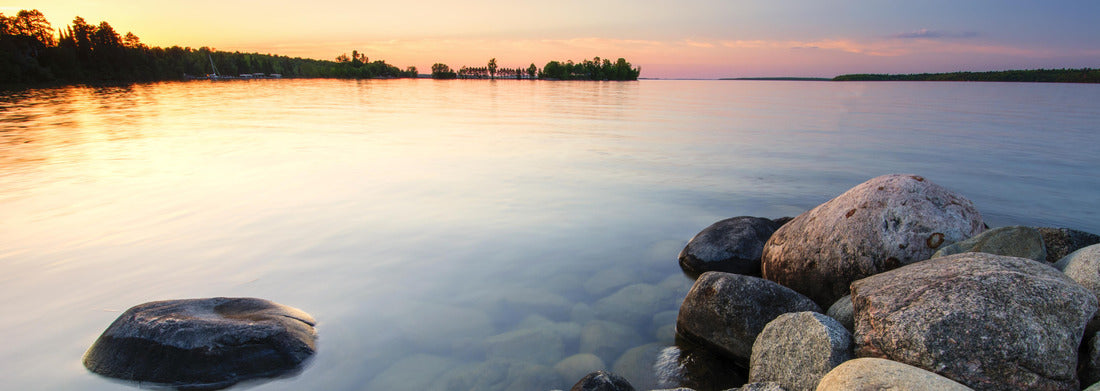 Noah Jigsaw Puzzle Large rocks on the lakeshore at sunset. Minnesota panorama 1000 pieces