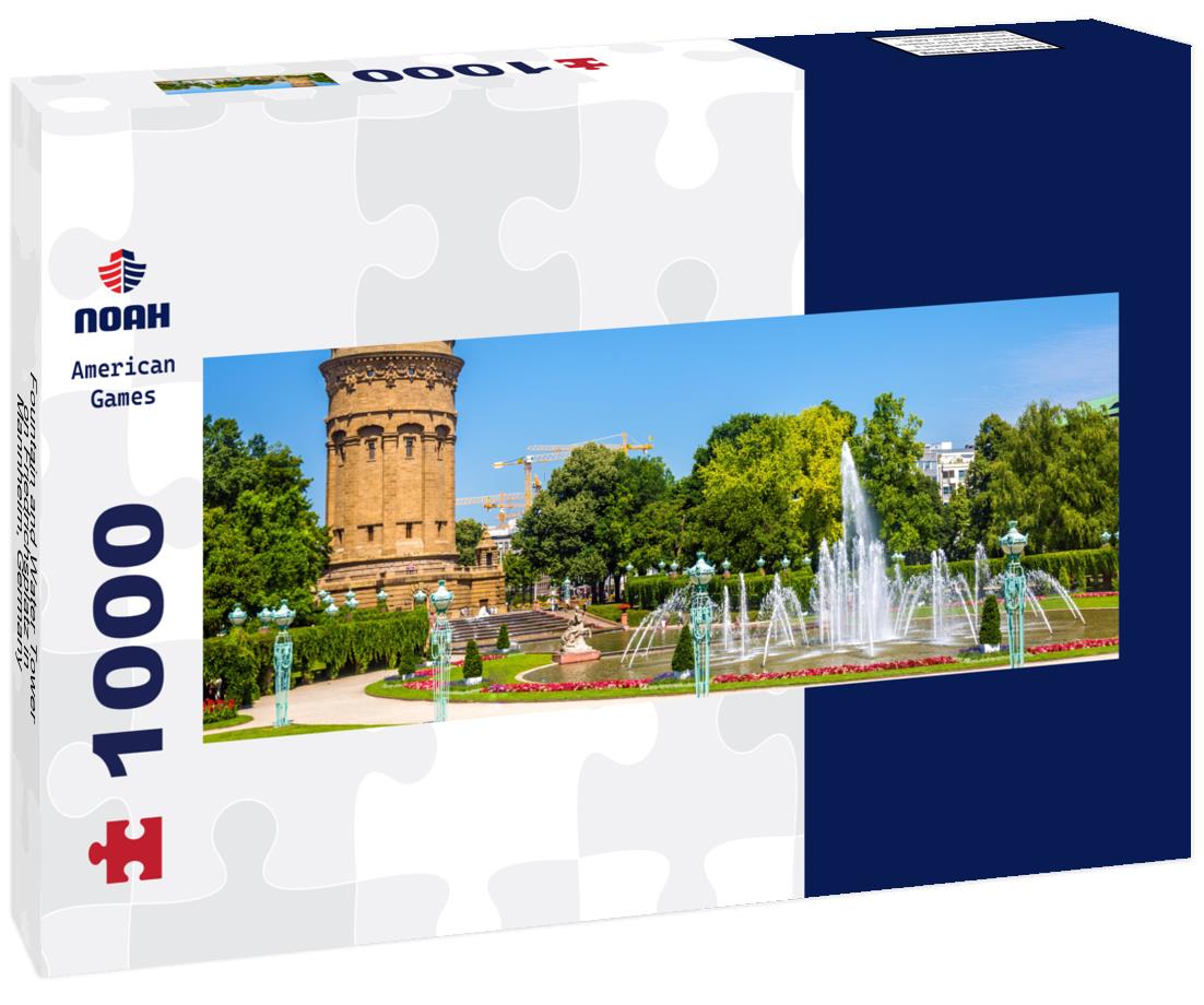 Noah Jigsaw Puzzle Fountain and Water Tower on Friedrichsplatz in Mannheim, Germany panorama 1000 pieces