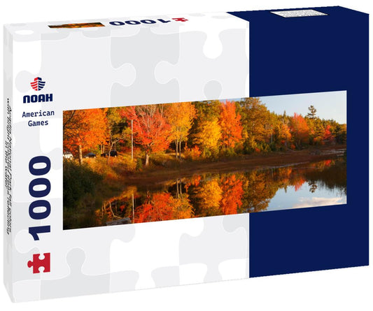 Noah Jigsaw Puzzle Acadia National Park fall colors with bright colored trees reflecting in the water panorama 1000 pieces