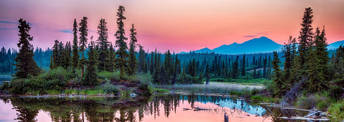 Noah Jigsaw Puzzle A smoky hare hangs over the distant mountains as the sun goes down over a lake in Wrangell-St Elias National Park, Alaska panorama 1000 pieces