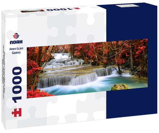 Noah Jigsaw Puzzle Beautiful waterfall in the deep forest, Huay Mae Khamin, Kanchanaburi Panorama 1000 Pieces