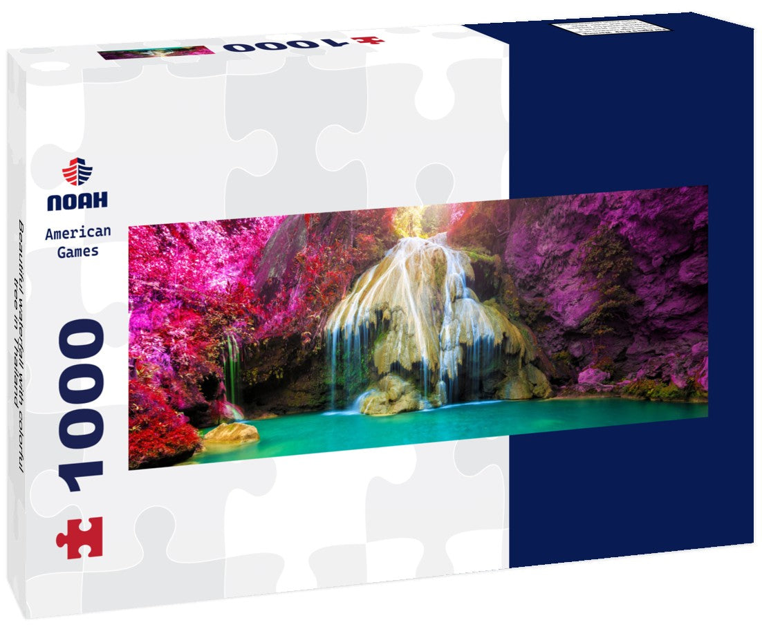 Noah Jigsaw Puzzle Beautiful waterfall with colorful tree in Thailand Panorama 1000 Pieces