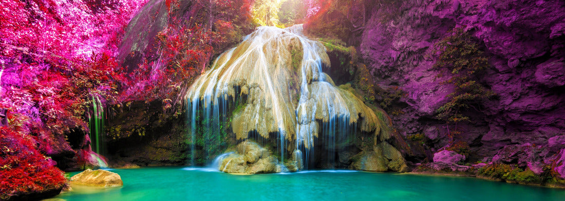 Noah Jigsaw Puzzle Beautiful waterfall with colorful tree in Thailand Panorama 1000 Pieces