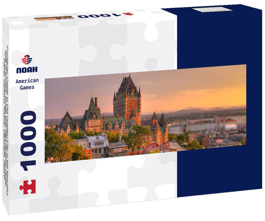 Noah Jigsaw Puzzle Frontenac Castle in Old Quebec City in the beautiful light of sunrise. Image with high dynamic range. Travel, vacation, history, cityscape, nature, summer, hotels and architecture concept Panorama 1000 Pieces