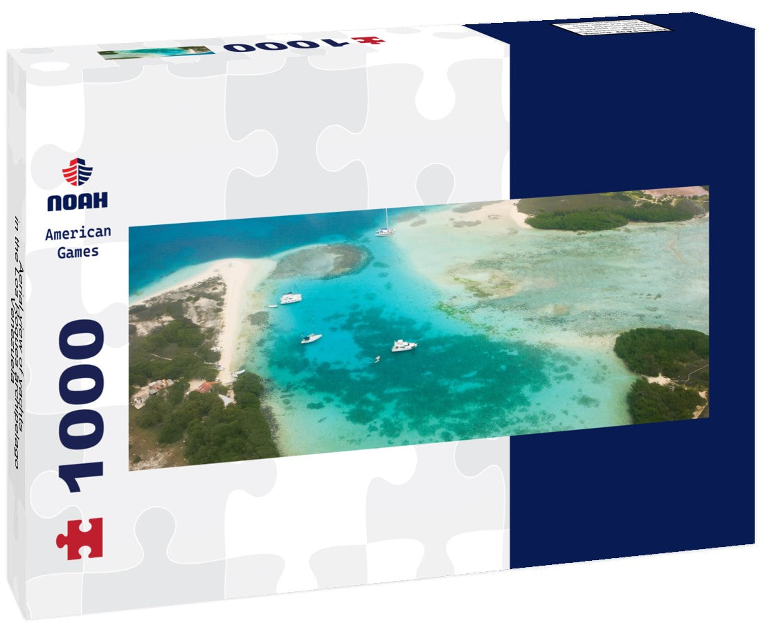 Noah Jigsaw Puzzle Aerial view of yachts in the Los Roques archipelago, Venezuela Panorama 1000 Pieces