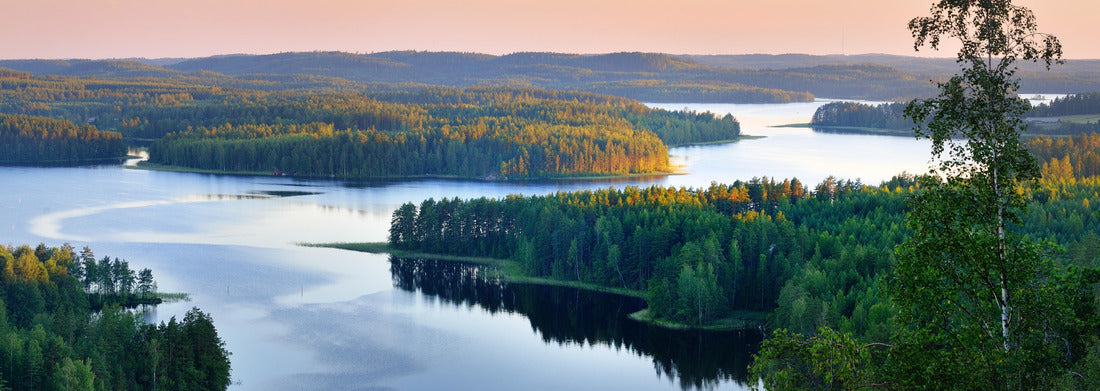 Noah Jigsaw Puzzle Clear blue Lake Saimaa at sunset, Finland Panorama 1000 Pieces