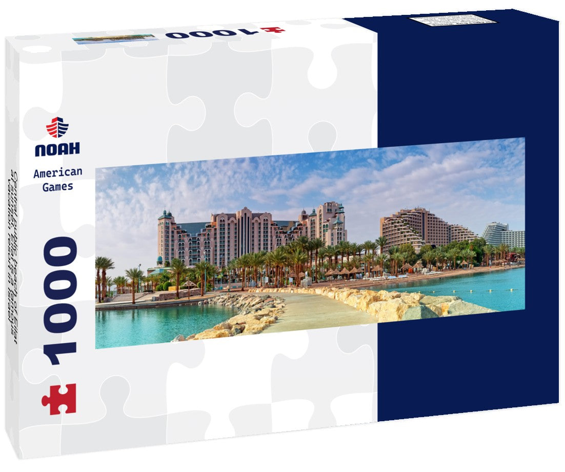 Noah Jigsaw Puzzle Central public beach of Eilat at sunset. Eilat is a famous vacation resort in Israel Panorama 1000 Pieces