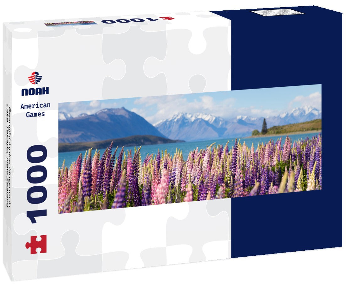Noah Jigsaw Puzzle Beautiful lupine blossom in Lake Tekapo, New Zealand Panorama 1000 Pieces