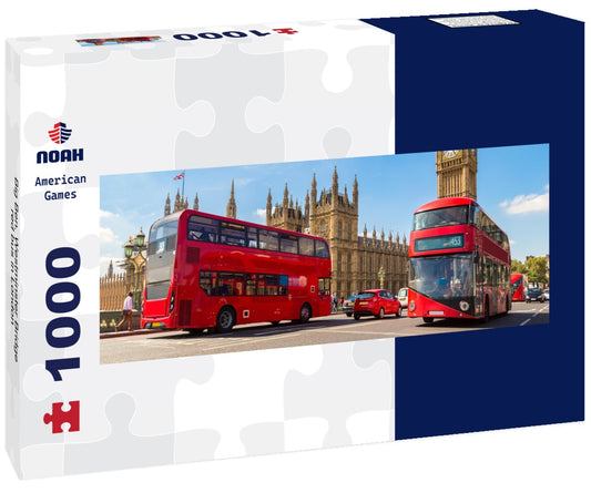 Noah Jigsaw Puzzle Big Ben, Westminster Bridge, red bus in London Panorama 1000 Pieces