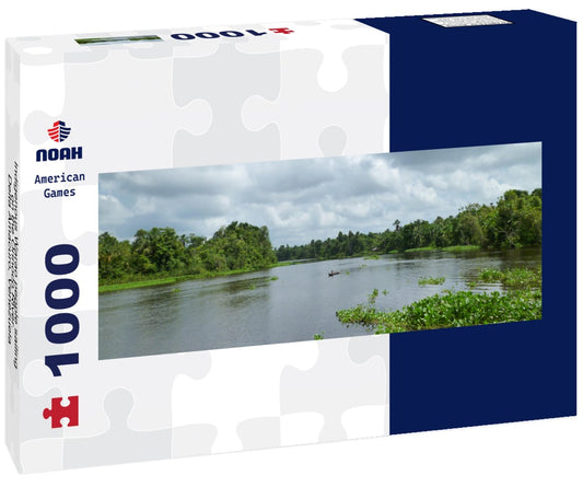 Noah Jigsaw Puzzle Indigenous Warao people sailing on the Orinoco River. Delta Amacuro, Venezuela Panorama 1000 Pieces