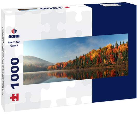 Noah Jigsaw Puzzle Autumn forest reflected in the water. Colorful autumn morning in the mountains. Colorful autumn morning in the mountain lake. Colorful autumn landscape. Autumn in Canada Panorama 1000 Pieces