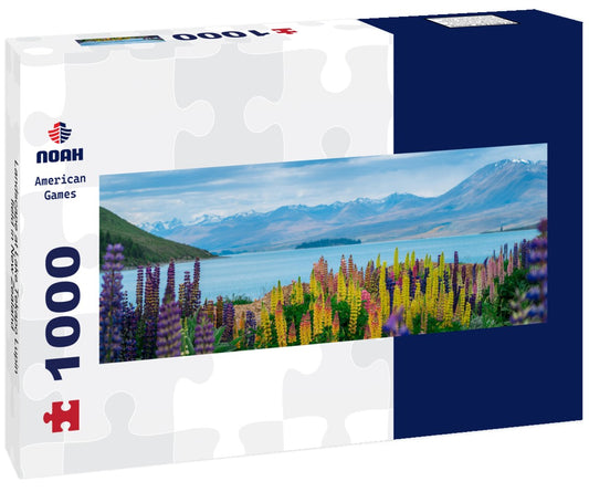 Noah Jigsaw Puzzle Landscape at Lake Tekapo Lupin field in New Zealand Panorama 1000 Pieces