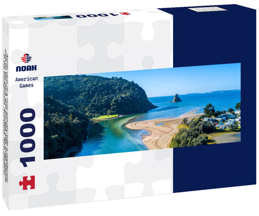 Noah Jigsaw Puzzle Aerial view of a river estuary with a residential area on the bank and the sea with small islands in the background. Auckland, New Zealand Panorama 1000 Pieces