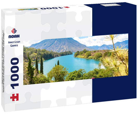 Noah Jigsaw Puzzle Beautiful bay of Lake Atitlan with a view of the San Pedro volcano in the highlands of Guatemala, Central America Panorama 1000 Pieces