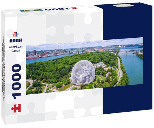 Noah Jigsaw Puzzle Aerial view of the city of Montreal with biosphere and St. Lawrence River in Montreal, Quebec, Canada Panorama 1000 Pieces