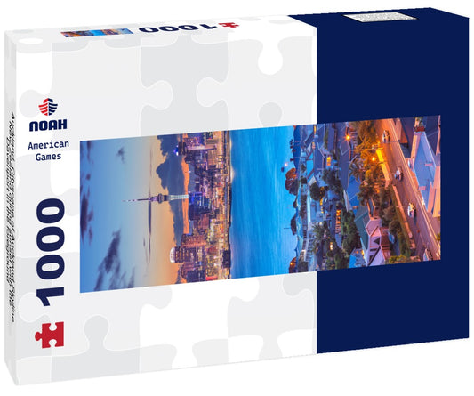 Noah Jigsaw Puzzle Auckland. Cityscape of Auckland Skyline, New Zealand during sunset with the Davenport in the foreground Panorama 1000 Pieces
