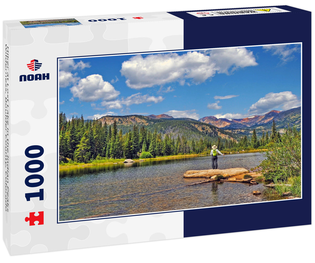 Hiker at Lost Lake in the Indian Peaks Wilderness, Boulder County, Colorado