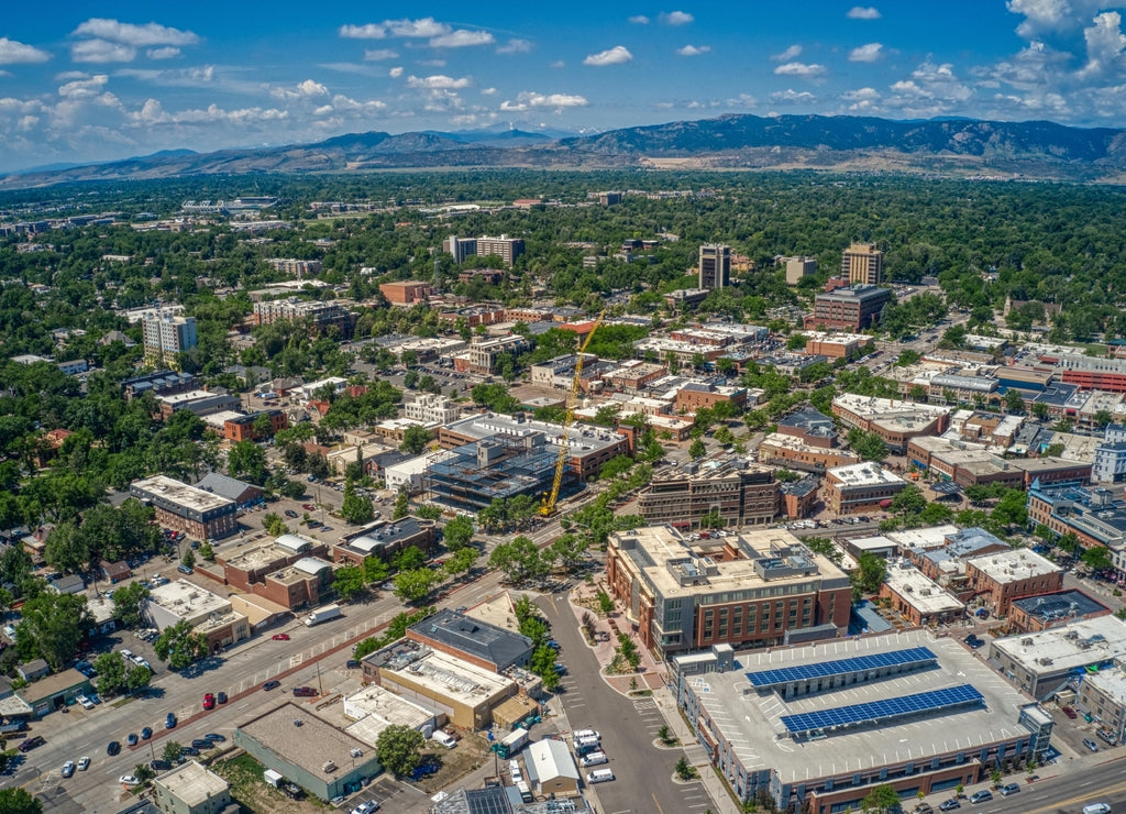 Aerial View of Fort Collins, Colorado during Summer