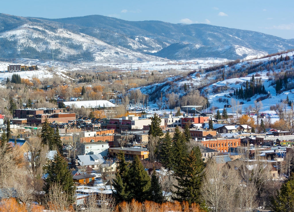 Downtown Steamboat Springs, Colorado on a Sunny Winter Day