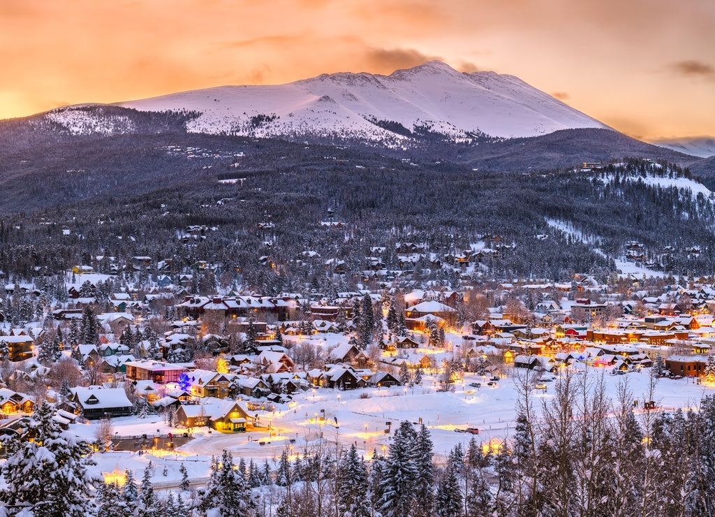 Breckenridge, Colorado, USA Town Skyline in Winter
