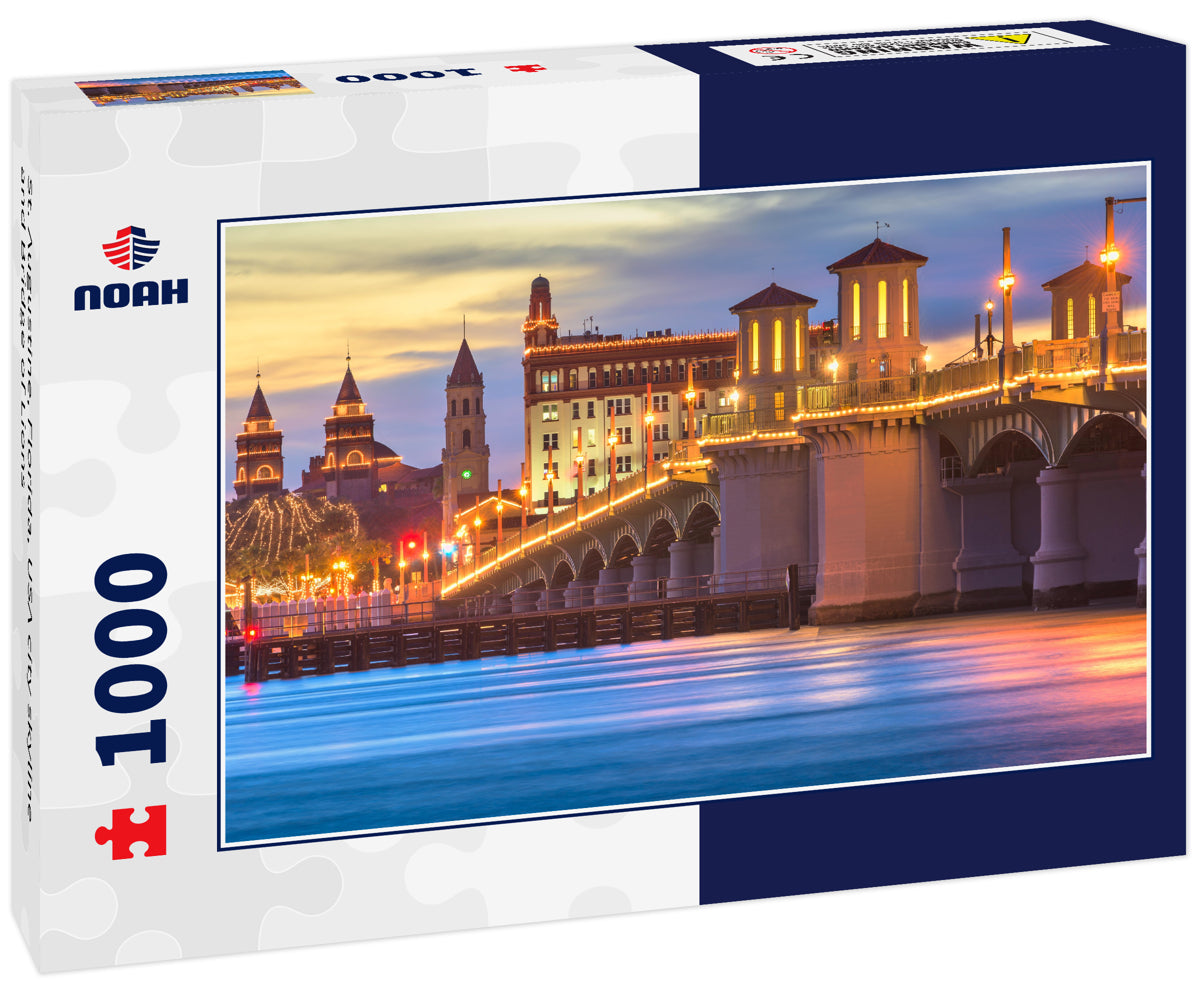 St. Augustine, Florida, USA city skyline and Bridge of Lions