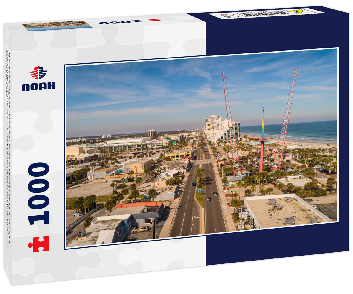 Daytona Beach, Florida: Symmetrical shot over A1A showing off the iconic Daytona Beach skyline and amusements.