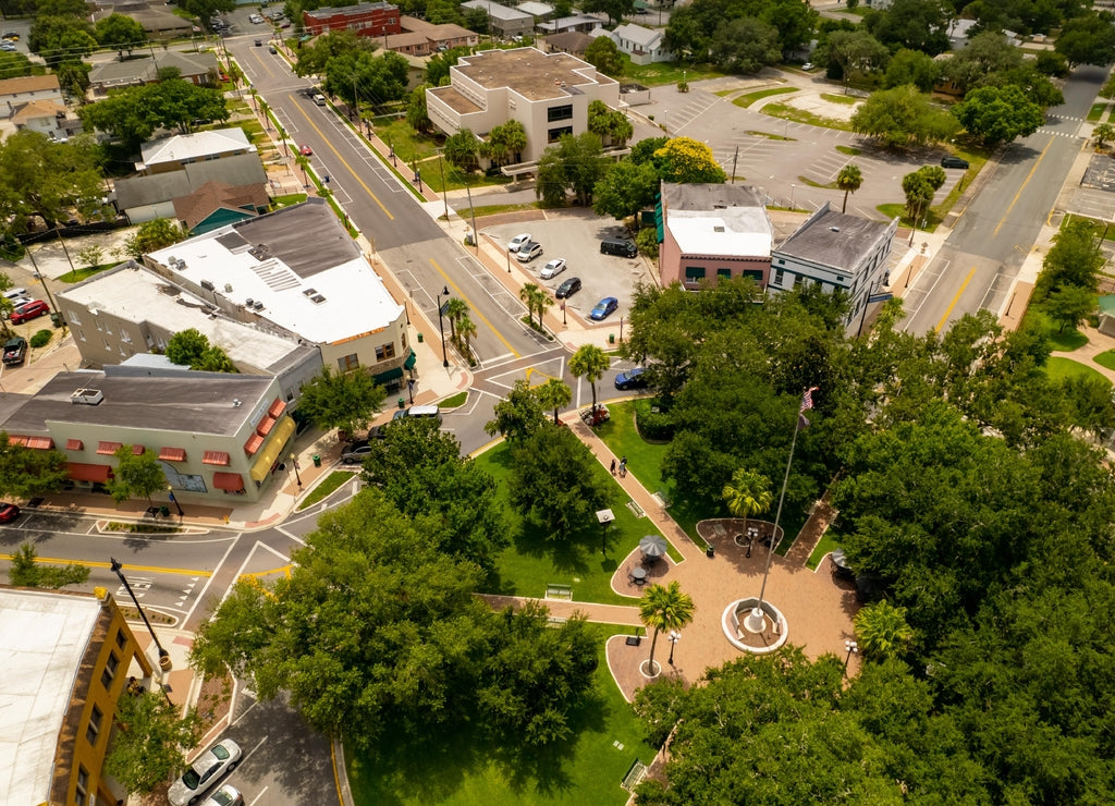 Aerial photo Downtown Sebring Florida USA historic district