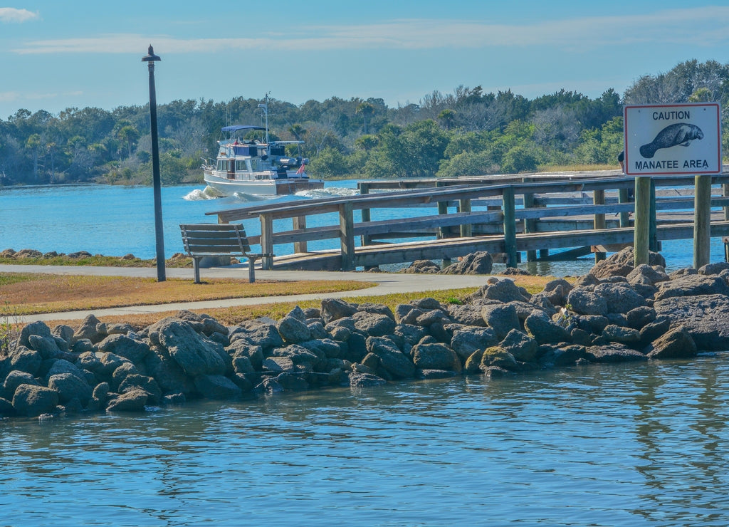 A Fishing Pier on the Intracoastal Waterway at Bings landing, Flagler County, Florida