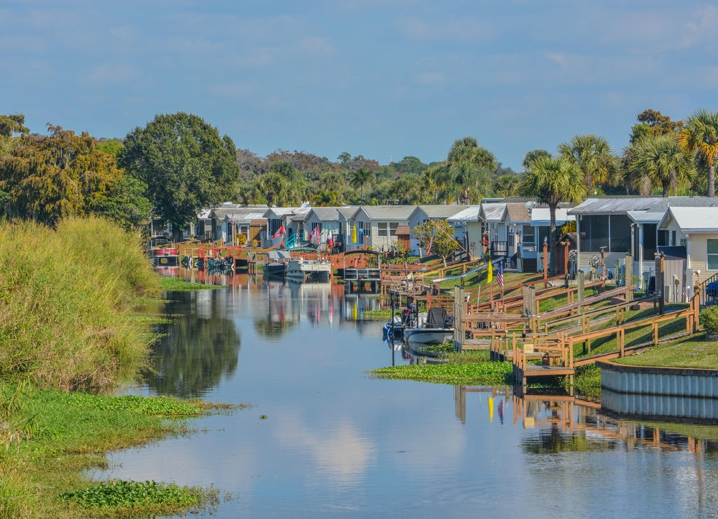 The view along the navigation channel in Upthegrove Beach, Okeechobee County, Florida