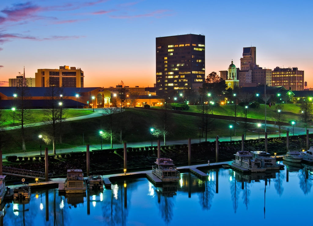 Downtown Augusta, Georgia, along the Savannah River at night