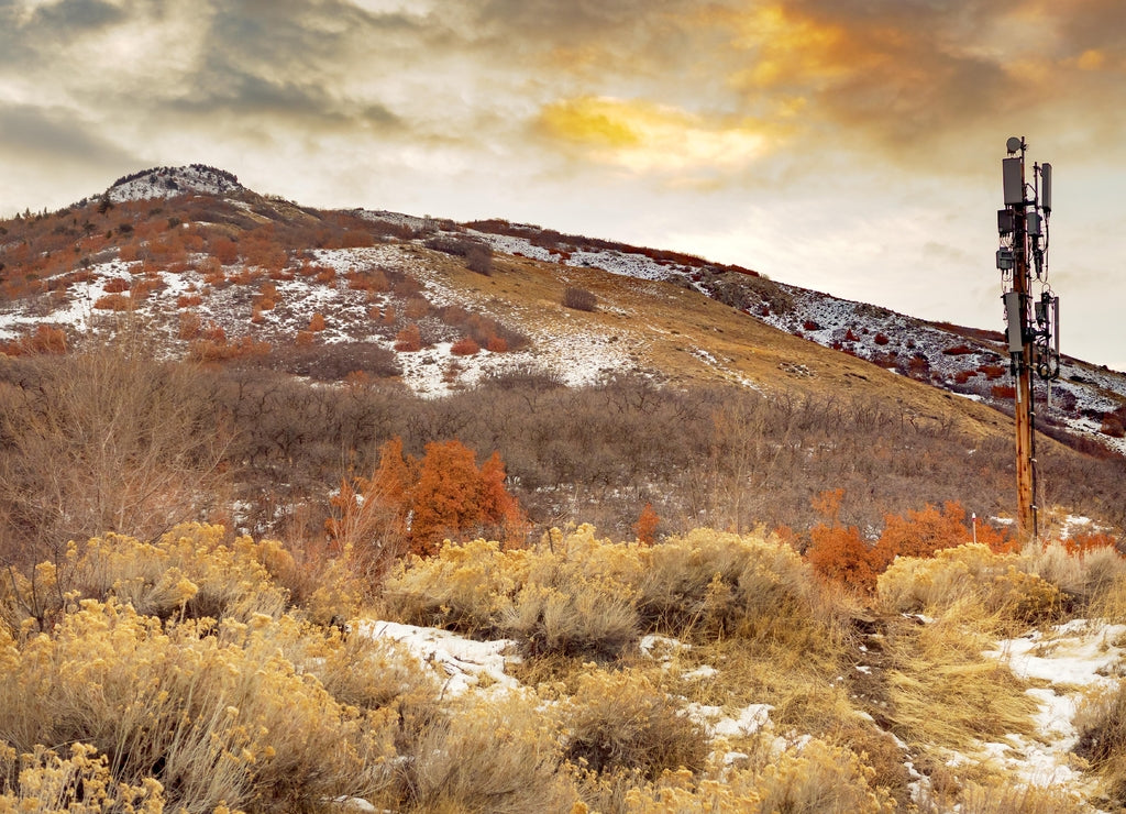 Windswept Mountain, oranges and grays autumn, Pocatello, Idaho