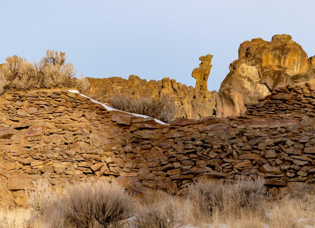 Little City of Rocks Gooding Idaho manmade rock wall sunrise